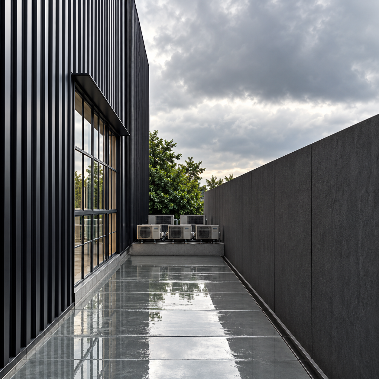Rainy Modern Architectural Corridor.png